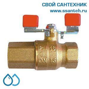14529 HERZ 1211001 Кран шаровой с обратным клапаном ВР-ВР 1/2" ручка бабочка