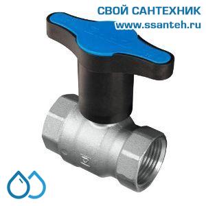 14623 HERZ 1220153 Кран шаровой синяя ручка, DN25, PN25, -30...+150°C, Kvs 55 м3/час, никелированный