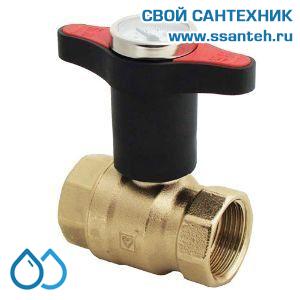 14678 HERZ 1220664 Кран шаровой красная ручка с термометром, DN32, PN25, 0...+120°C, Kvs 102 м3/час, без покрытия