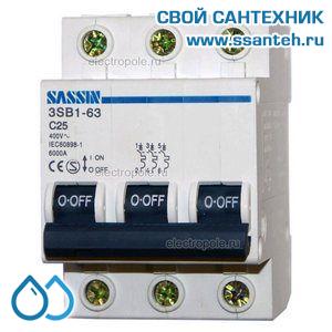 18265 Автоматический выключатель SASSIN C45N 3п 20А