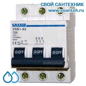 18268 Автоматический выключатель SASSIN C45N 3п 20А (упаковка 4 шт)