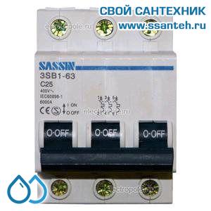 18268 Автоматический выключатель SASSIN C45N 3п 20А (упаковка 4 шт)