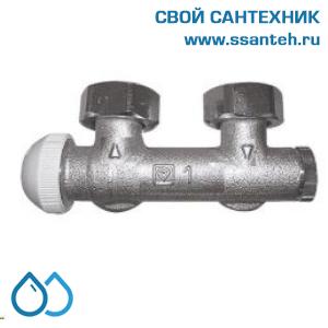 20033 HERZ 1379382 Узел нижнего подключения панельного радиатора угловой, 3/4"(конус)-3/4"(ЕК), 120°C, 10 бар, для однотрубных систем, термостат слева